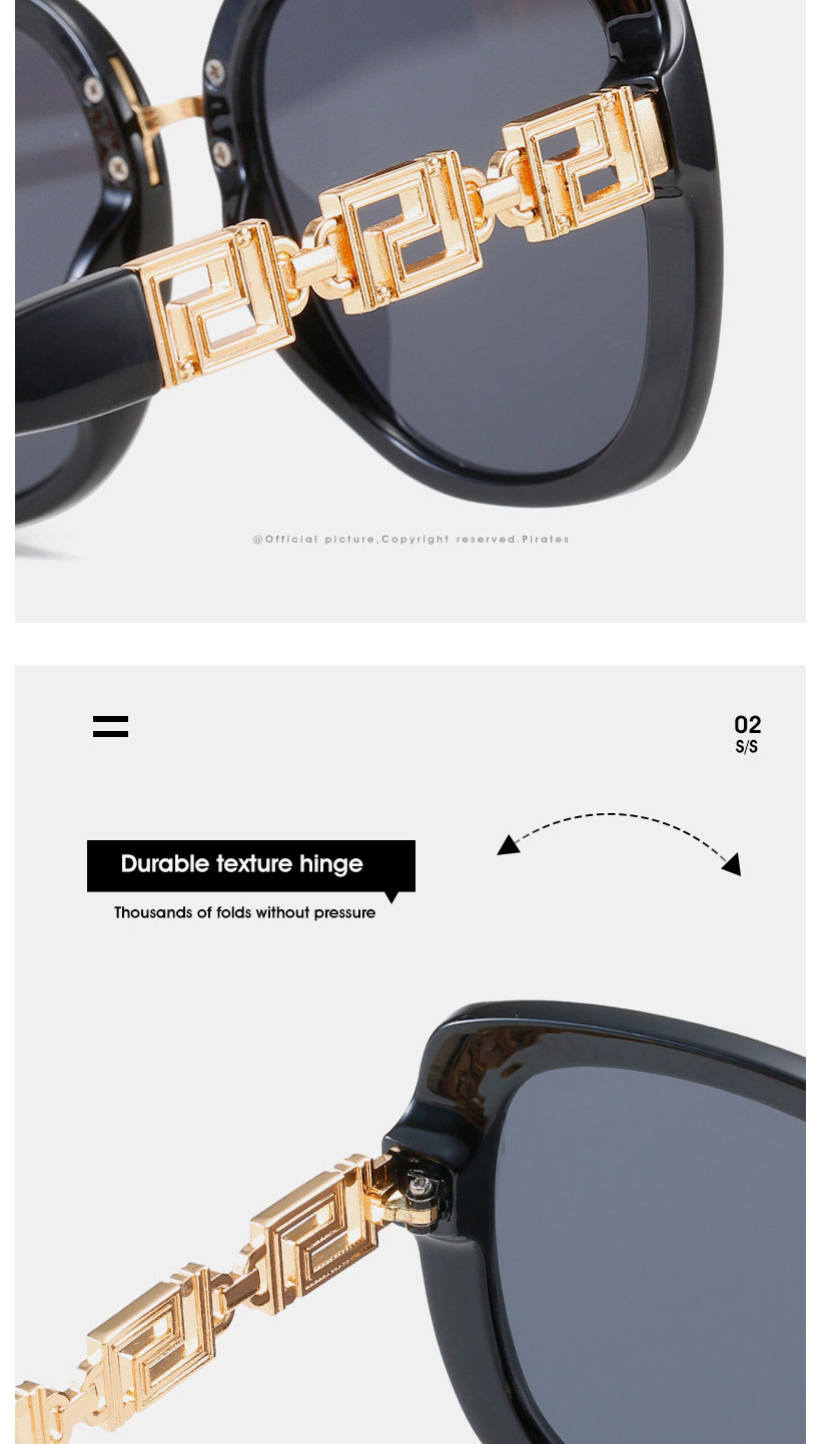 Fashion Black Frame Double Gray Sheet Chain Large Frame Sunglasses,Women Sunglasses
