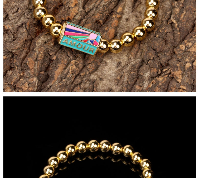 Fashion C Copper Drop Oil Letter Beaded Bracelet,Bracelets