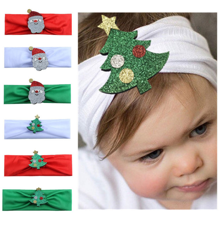 Fashion Green Plus Christmas Tree Christmas Cartoon Turban,Hair Ribbons