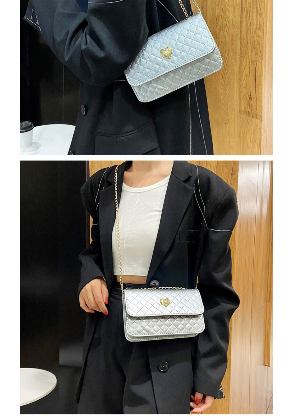 Fashion Silver Rhombus Embroidery Thread Flap Crossbody Bag,Shoulder bags