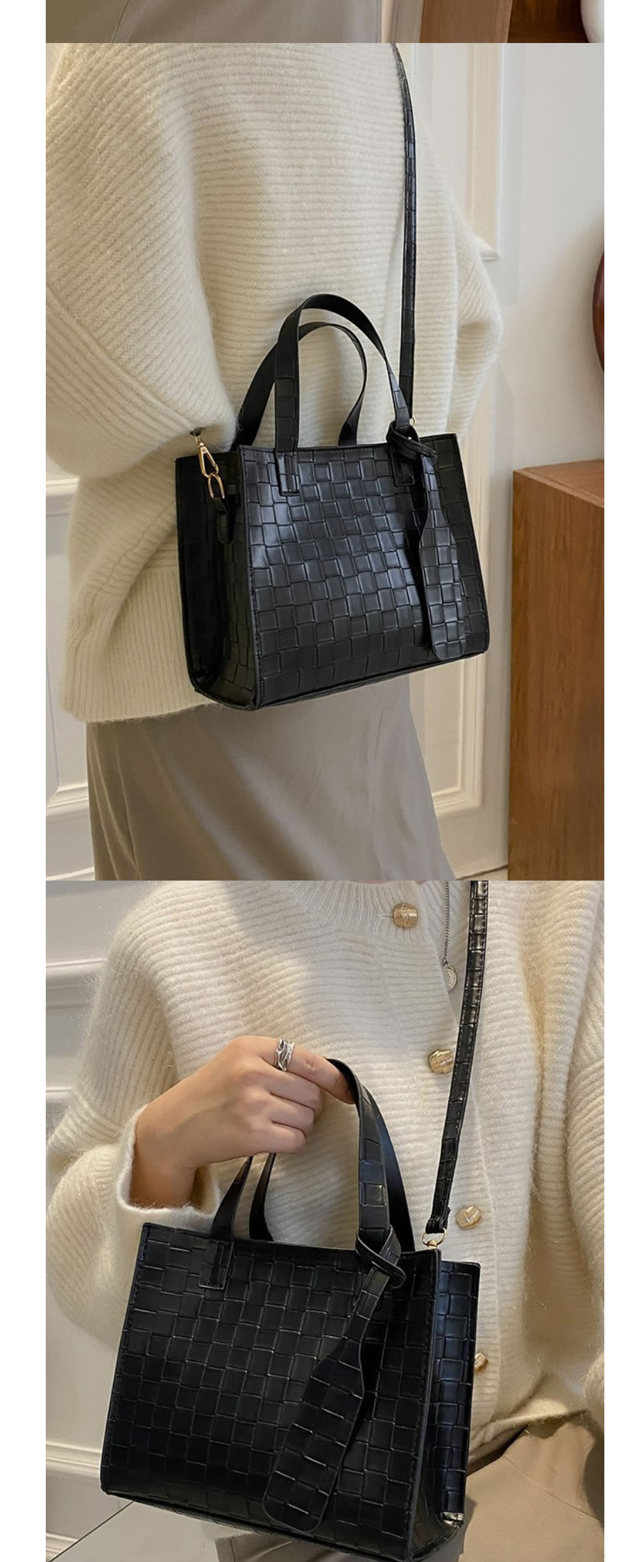 Fashion Dark Brown Large Capacity Brick Crossbody Bag,Shoulder bags