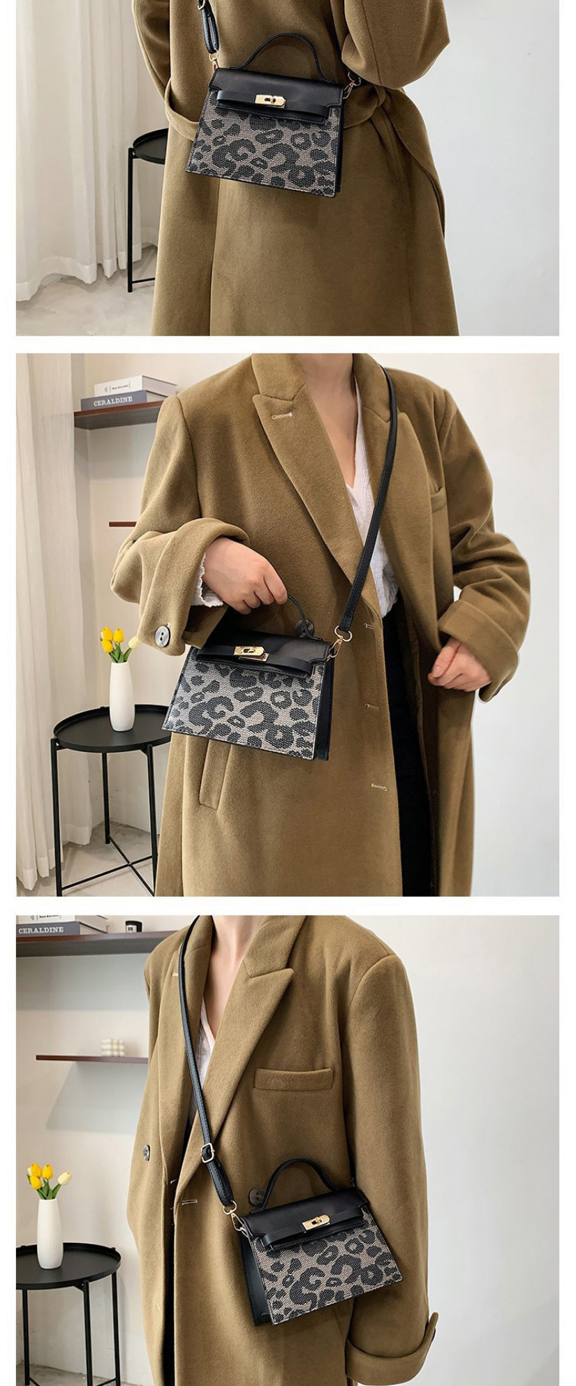 Fashion Brown Leopard Print Large Capacity Crossbody Bag,Shoulder bags