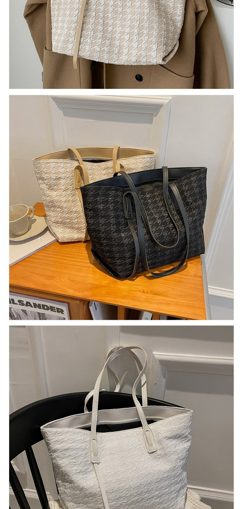 Fashion Black Woolen Large-capacity Handbag,Messenger bags