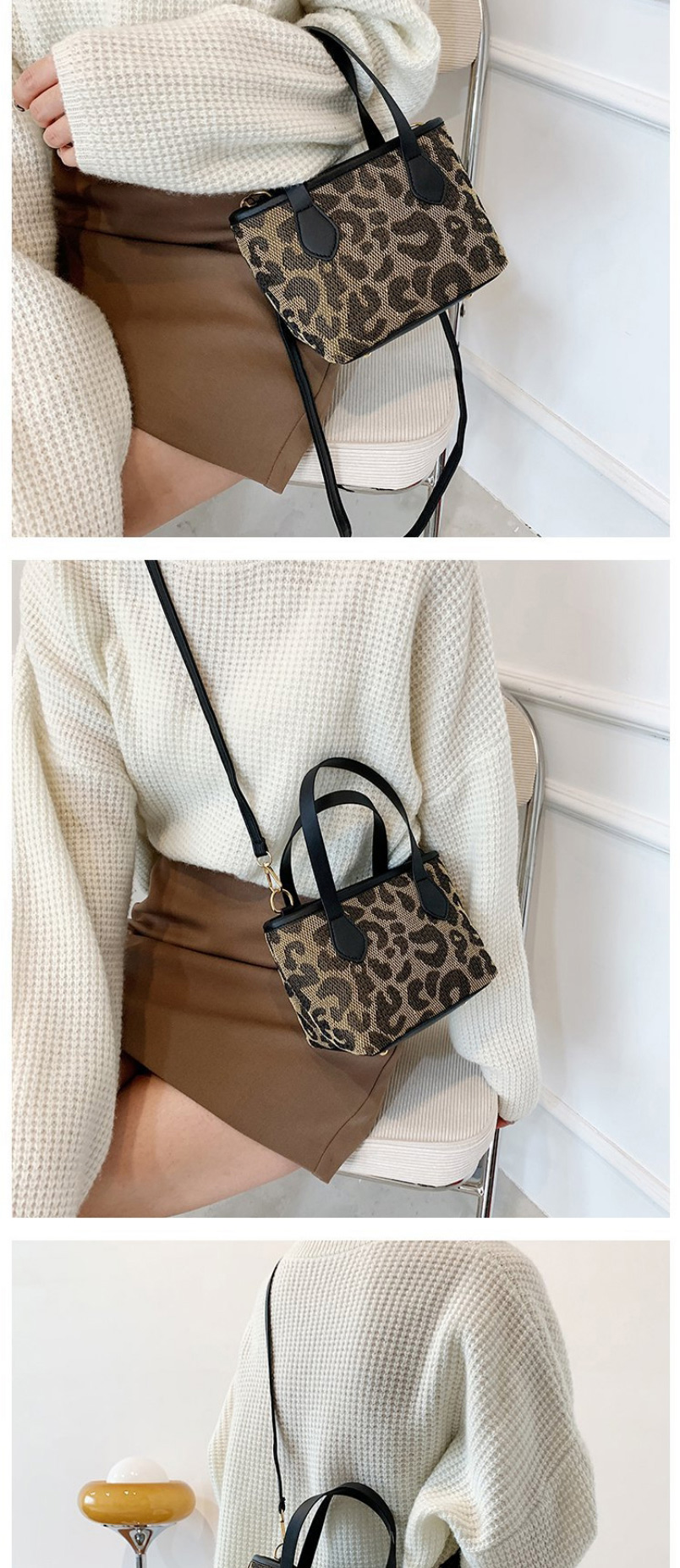 Fashion Light Brown Pu Leopard Print Large Capacity Crossbody Bag,Shoulder bags
