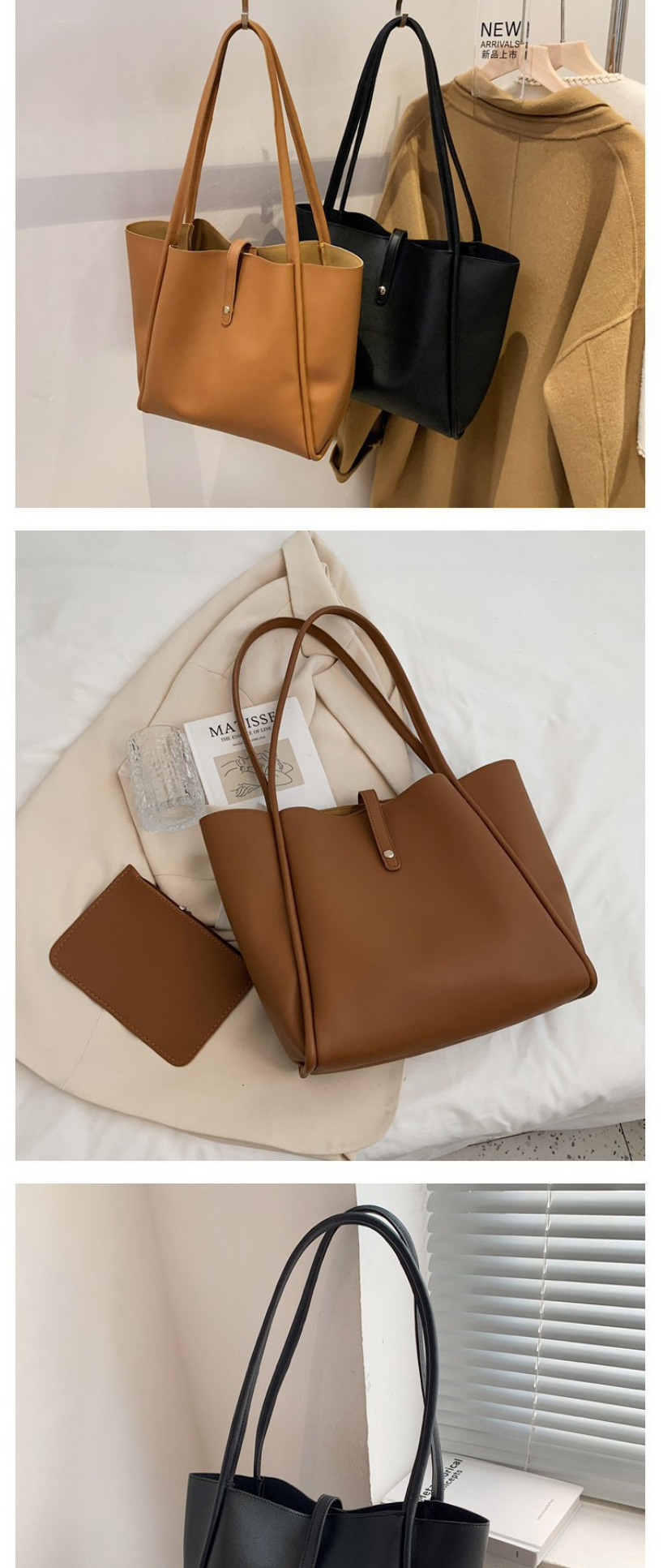 Fashion Light Brown Pu Large Capacity Shoulder Bag,Messenger bags