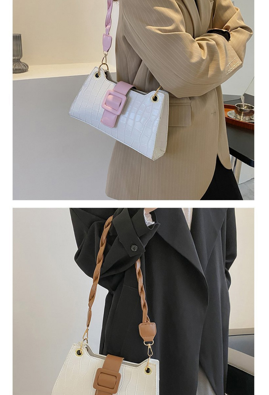 Fashion Brown Pu Stone Grain Belt Buckle Messenger Bag,Shoulder bags