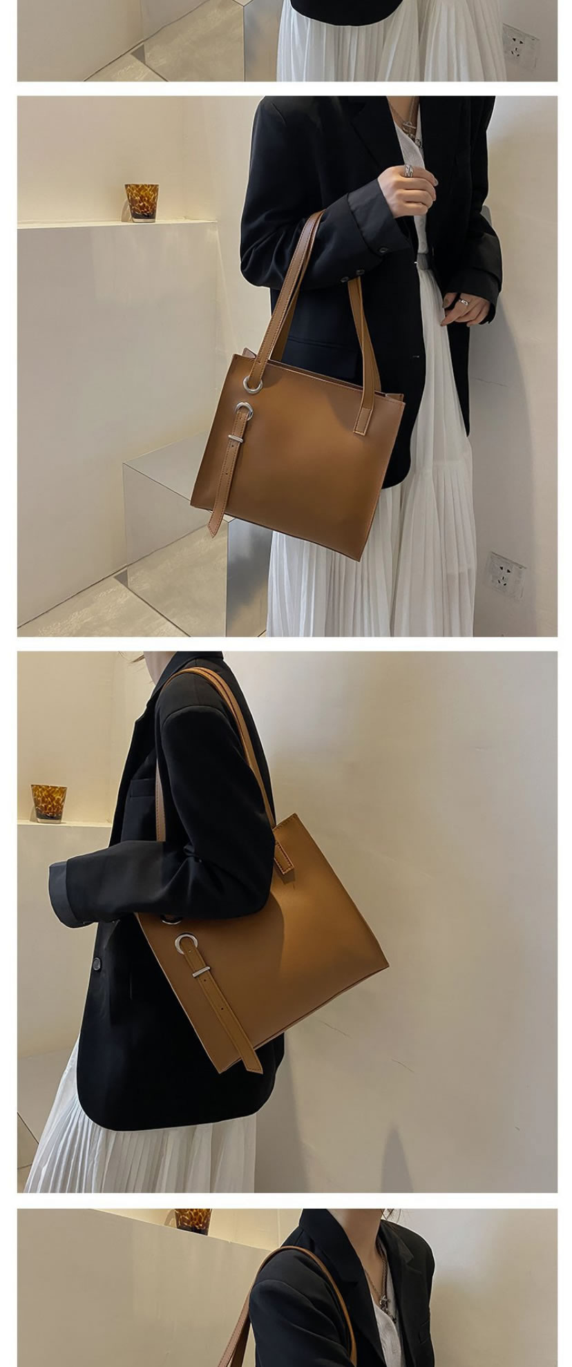 Fashion Khaki Pu Large Capacity Shoulder Bag,Messenger bags