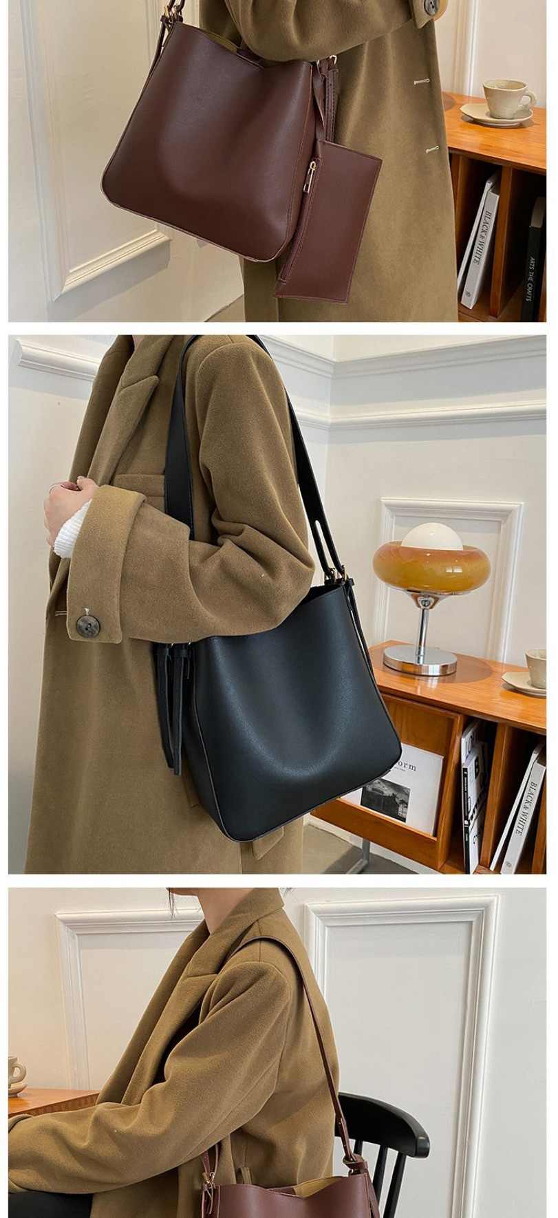Fashion Light Brown Large-capacity Broadband Single-shoulder Mother-and-child Bag,Messenger bags