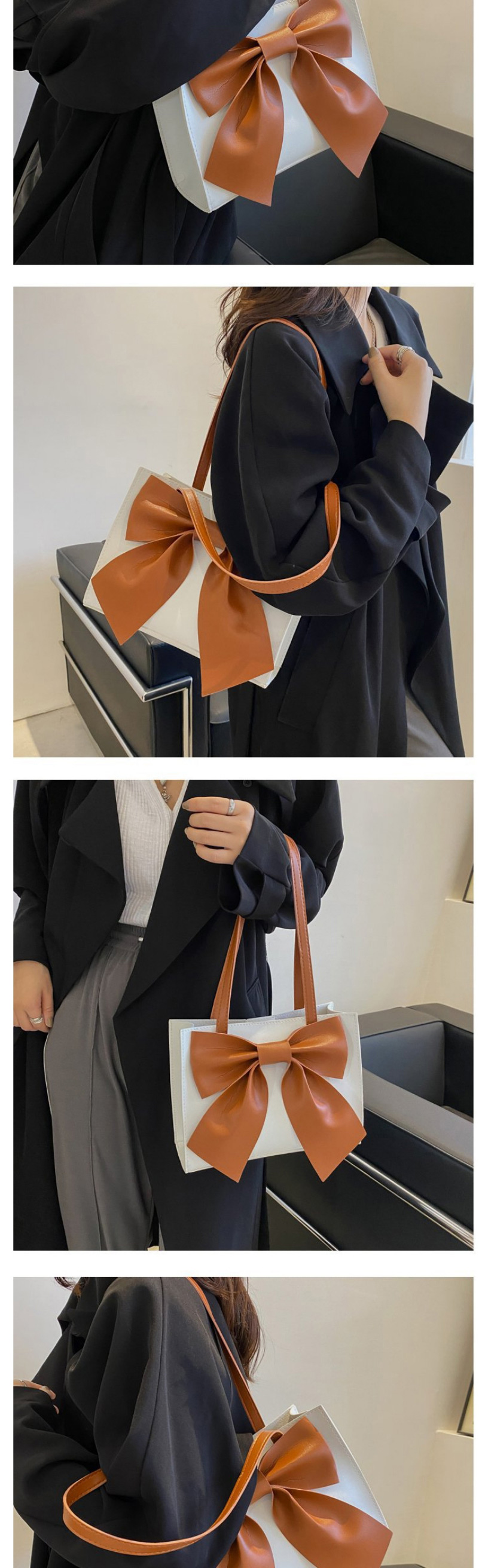 Fashion Light Brown Large Capacity Bow Shoulder Bag,Messenger bags