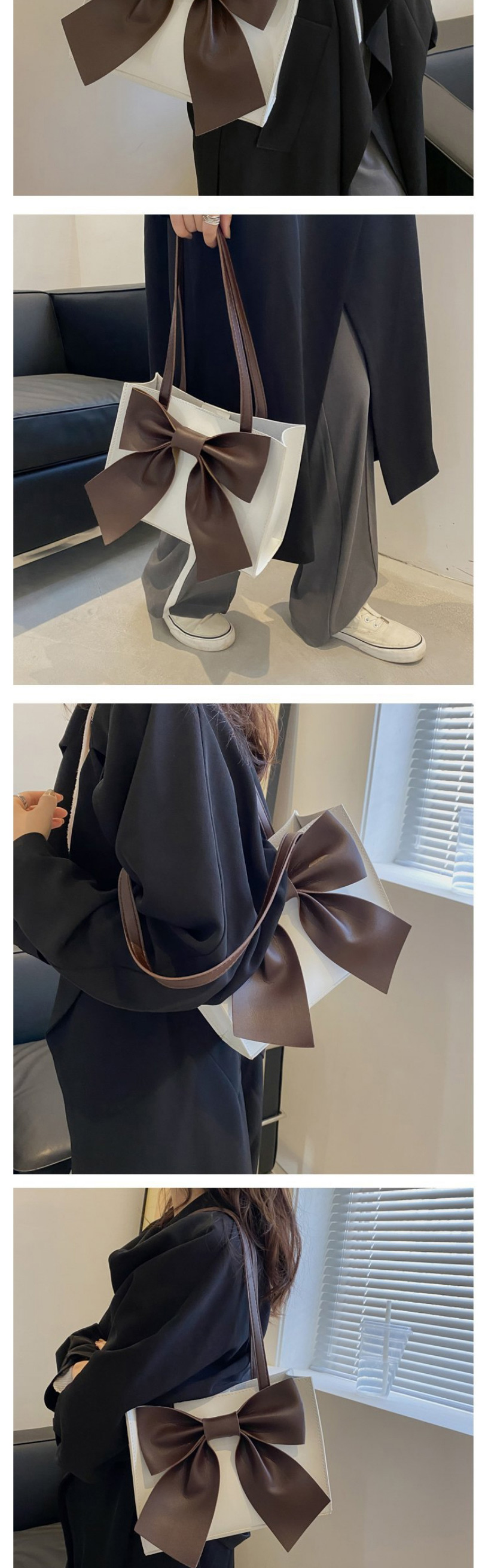 Fashion Light Brown Large Capacity Bow Shoulder Bag,Messenger bags
