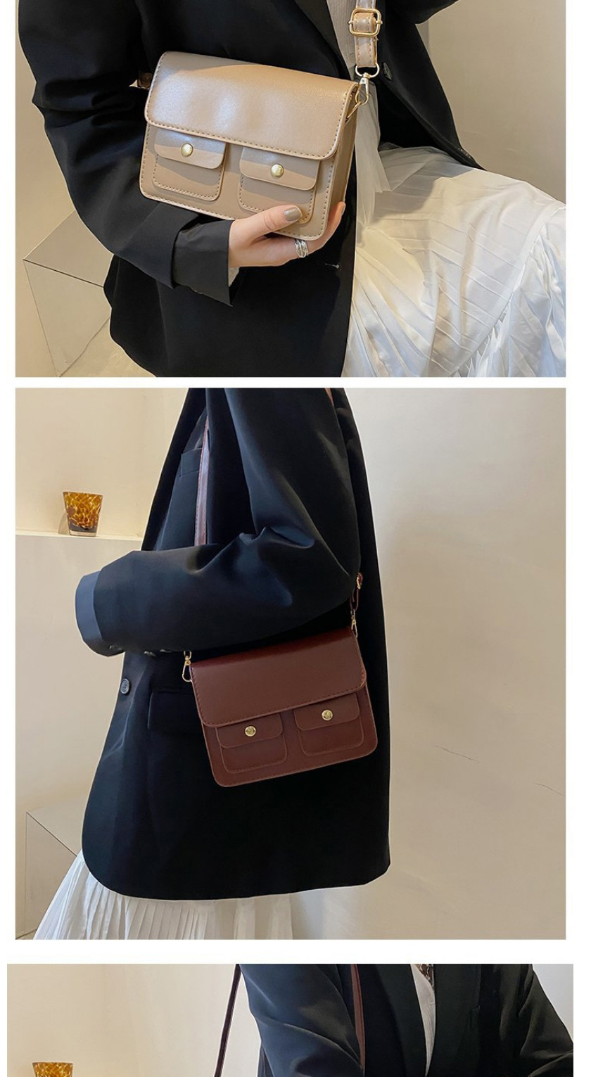 Fashion Dark Brown Pu Multi-pocket Crossbody Bag,Shoulder bags