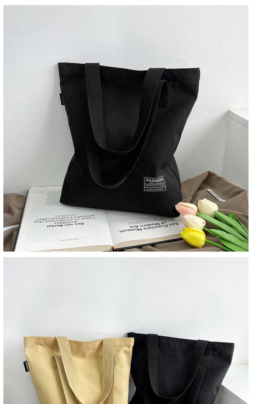 Fashion Black Canvas Large-capacity Patch Shoulder Bag,Messenger bags