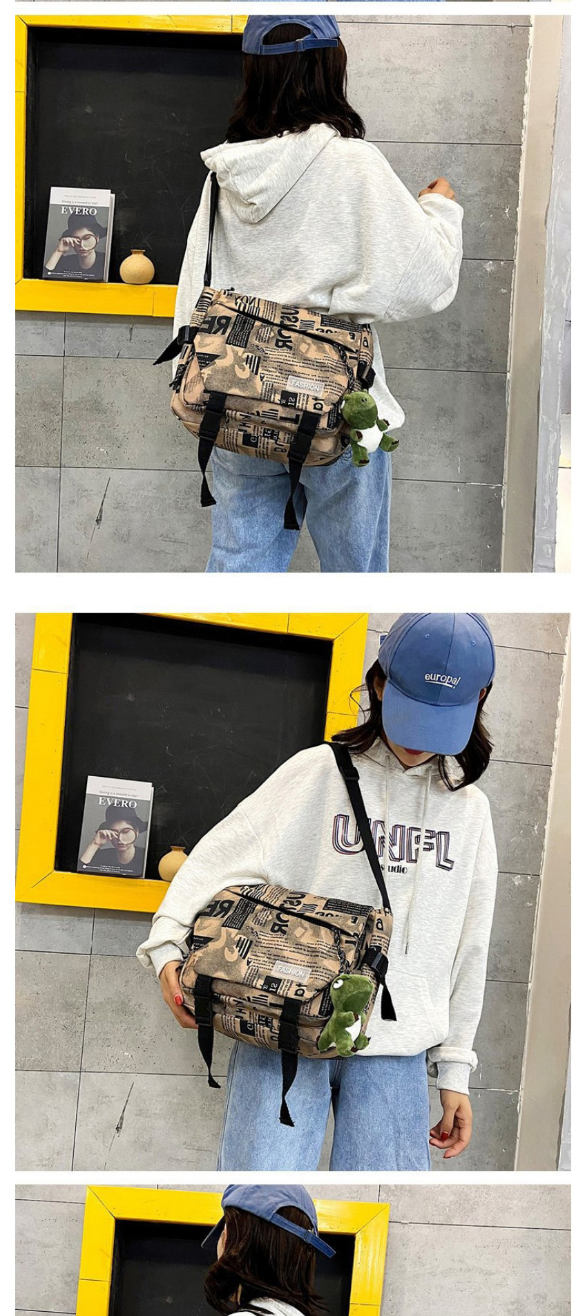 Fashion Grey Nylon Printed Flap Crossbody Bag,Shoulder bags
