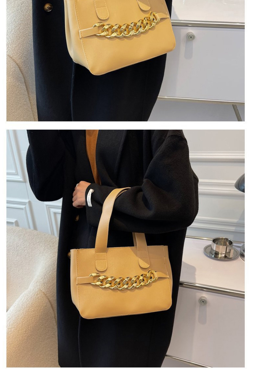 Fashion Khaki Pu Chain Large Capacity Handbag,Handbags