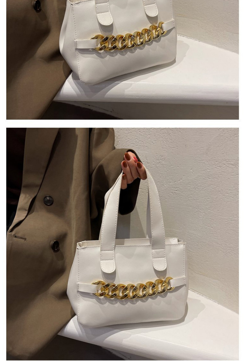 Fashion Off White Pu Chain Large Capacity Handbag,Handbags