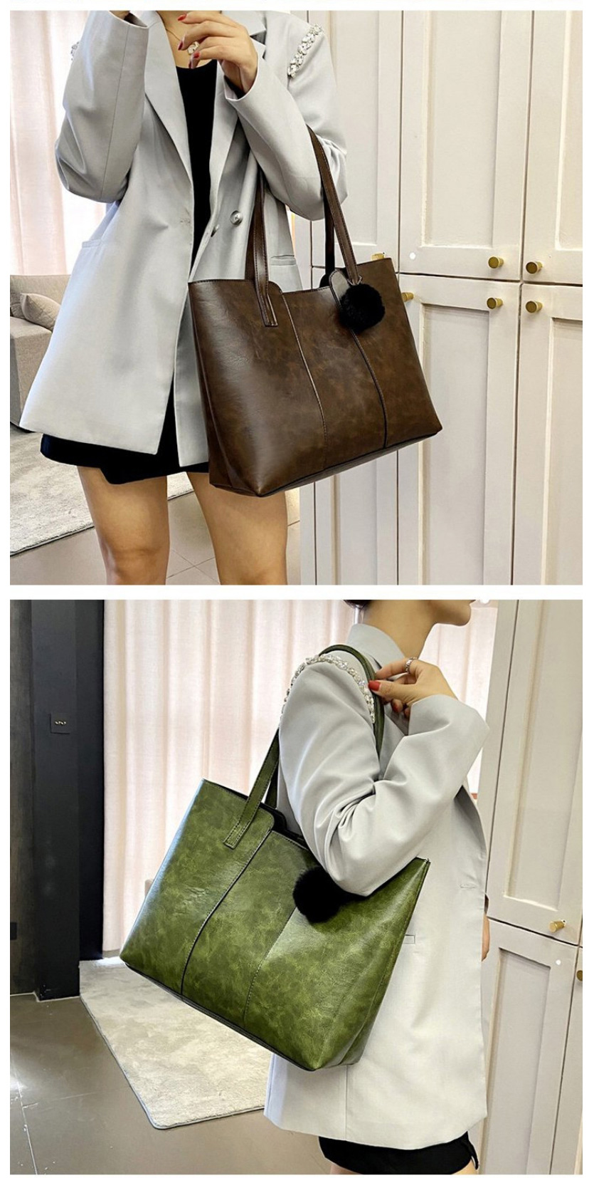 Fashion Grey Pu Large Capacity Shoulder Bag,Messenger bags