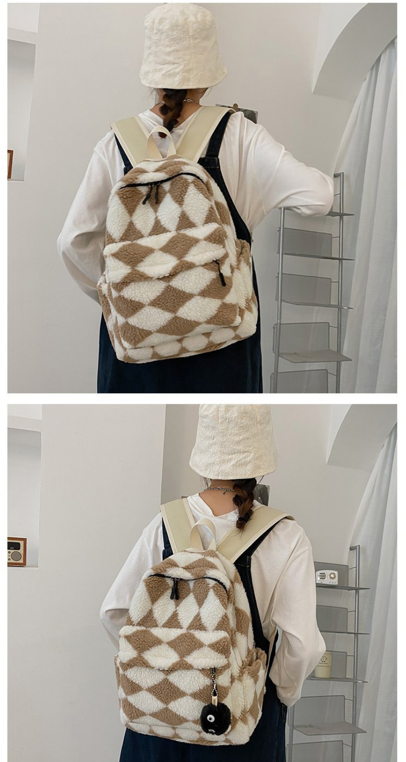 Fashion Brown + Briquettes Plush Rhombus Backpack,Backpack