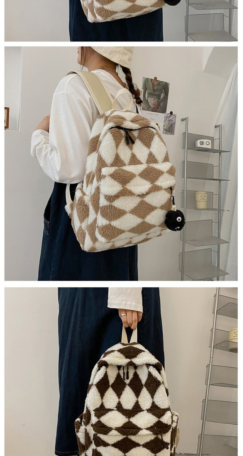 Fashion Brown + Briquettes Plush Rhombus Backpack,Backpack