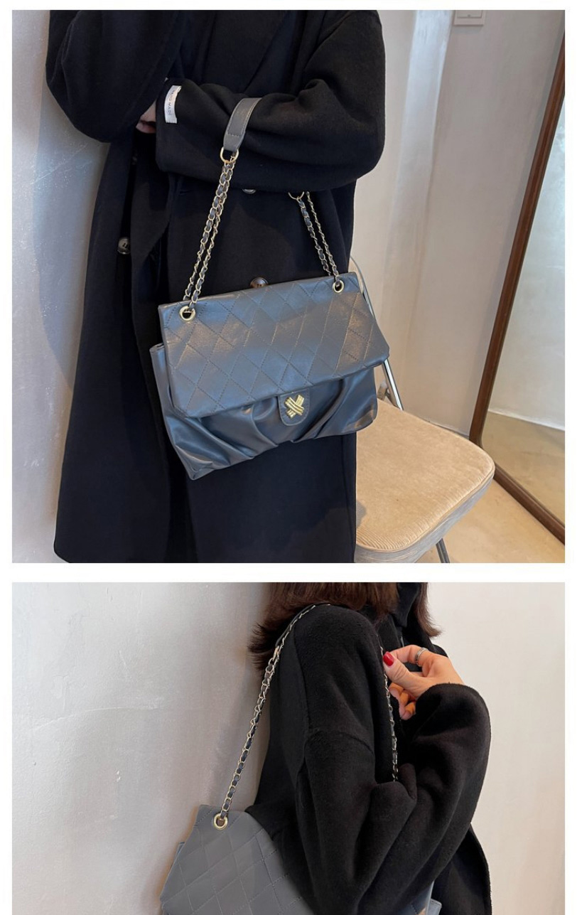 Fashion Grey Lingge Chain Crossbody Stray Bag,Shoulder bags