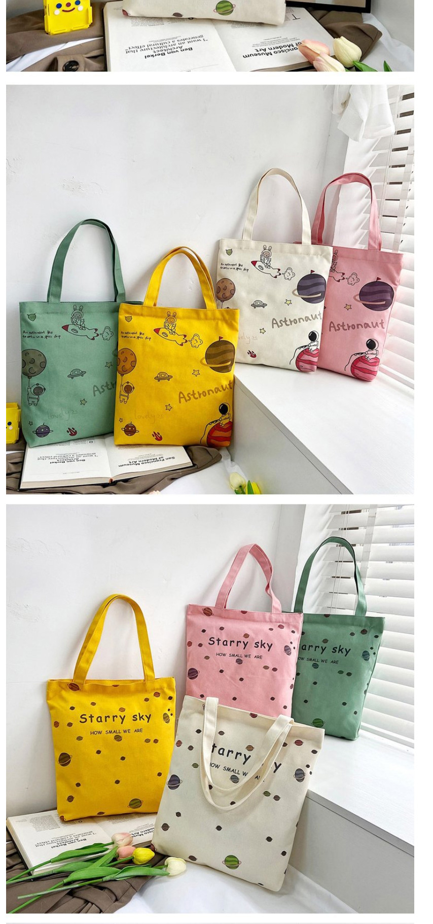 Fashion Two Yellow Canvas Anime Print Shoulder Bag,Messenger bags