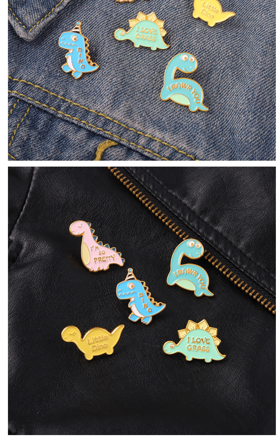 Fashion Blue-3 Alloy Cartoon Alphabet Dinosaur Brooch,Korean Brooches