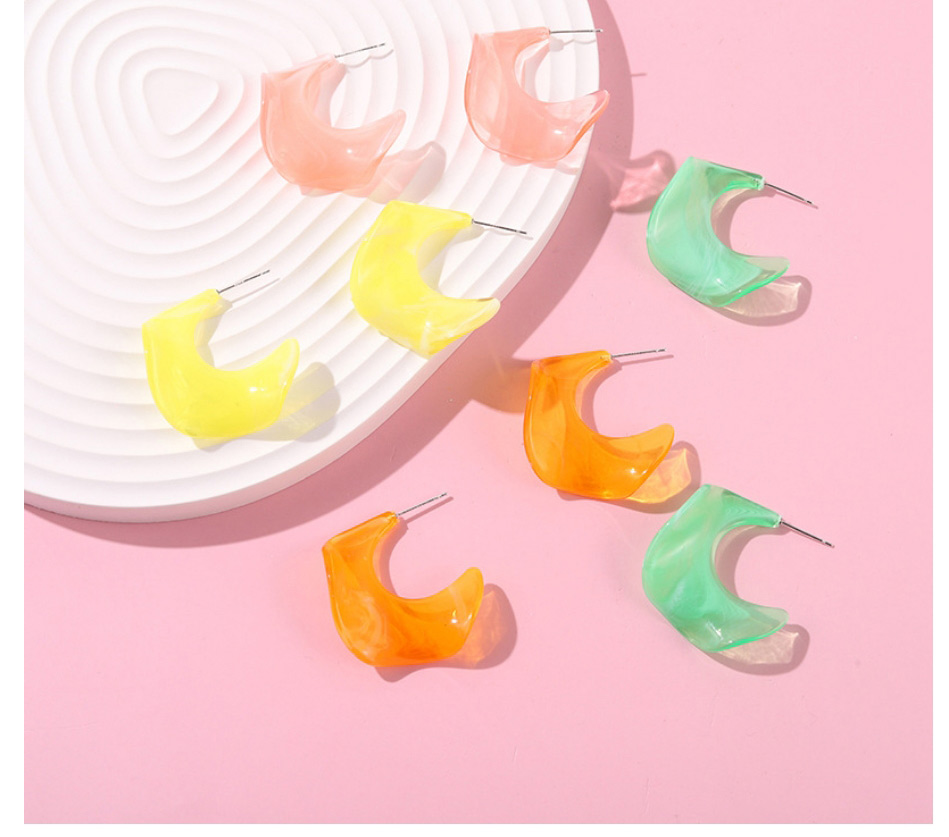 Fashion Pink Alloy Geometric C-shaped Earrings,Korean Brooches