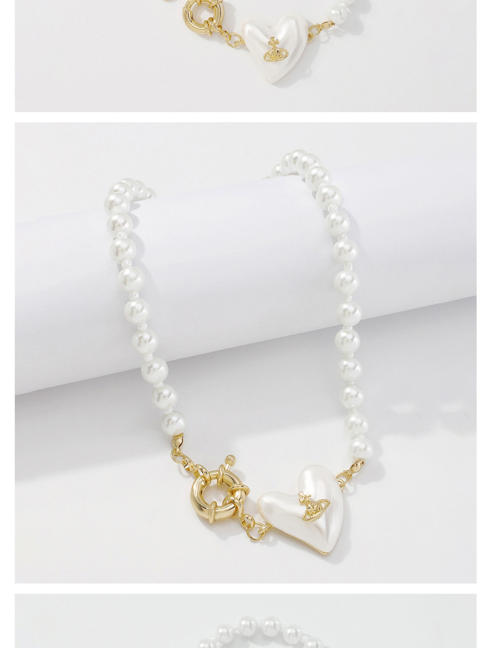 Fashion Gold Resin Love Pearl Beaded Necklace,Beaded Necklaces