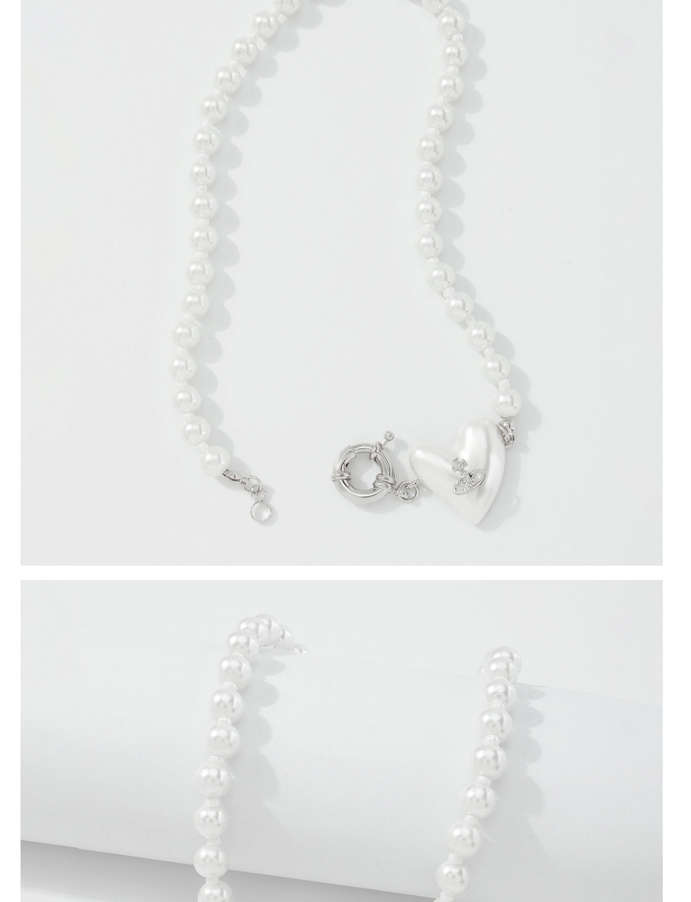 Fashion Silver Resin Love Pearl Beaded Necklace,Beaded Necklaces