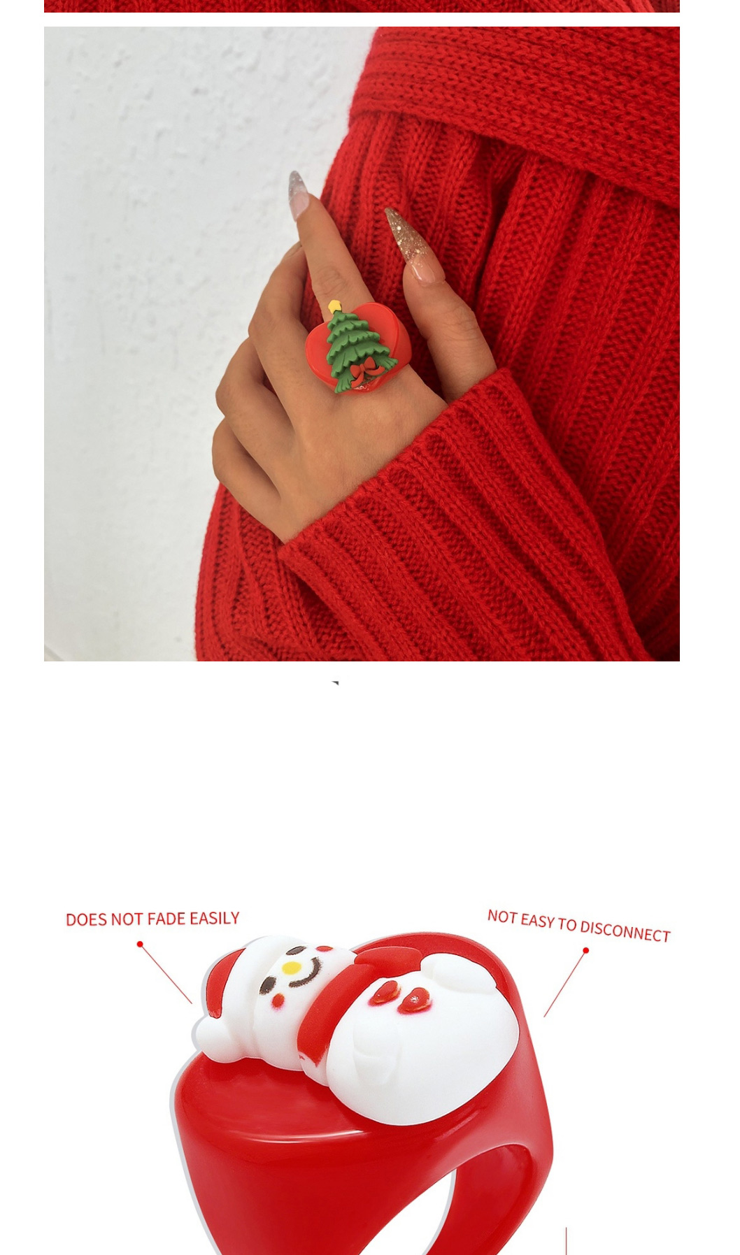Fashion Santa Claus Christmas Resin Snowman Beard Snowflake Geometric Ring,Fashion Rings