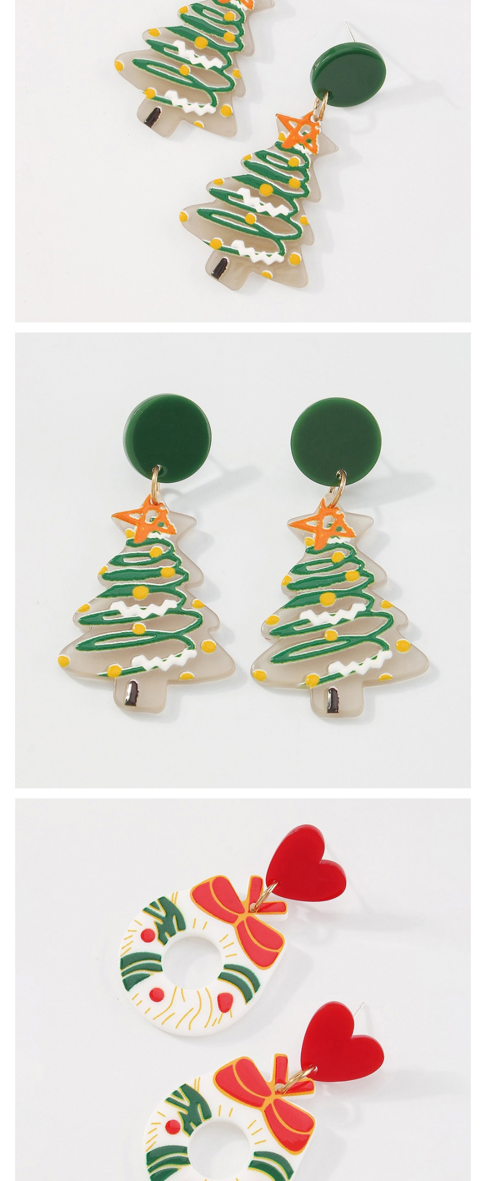 Fashion Snowflake Resin Plate Christmas Snowman Bell Castle Stud Earrings,Stud Earrings
