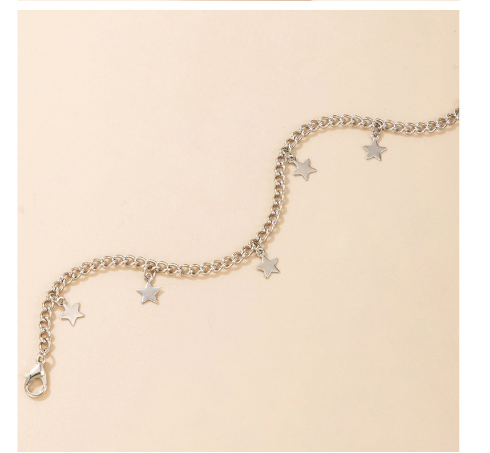 Fashion Silver Alloy Five-pointed Star Tassel Chain Necklace,Chains