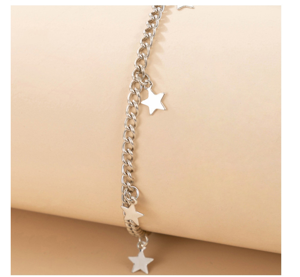 Fashion Silver Alloy Five-pointed Star Tassel Chain Necklace,Chains