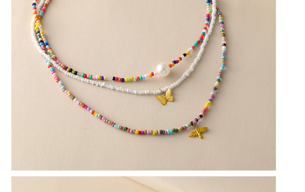 Fashion Color Colorful Rice Beads Beaded Star And Moon Lock Necklace,Pendants