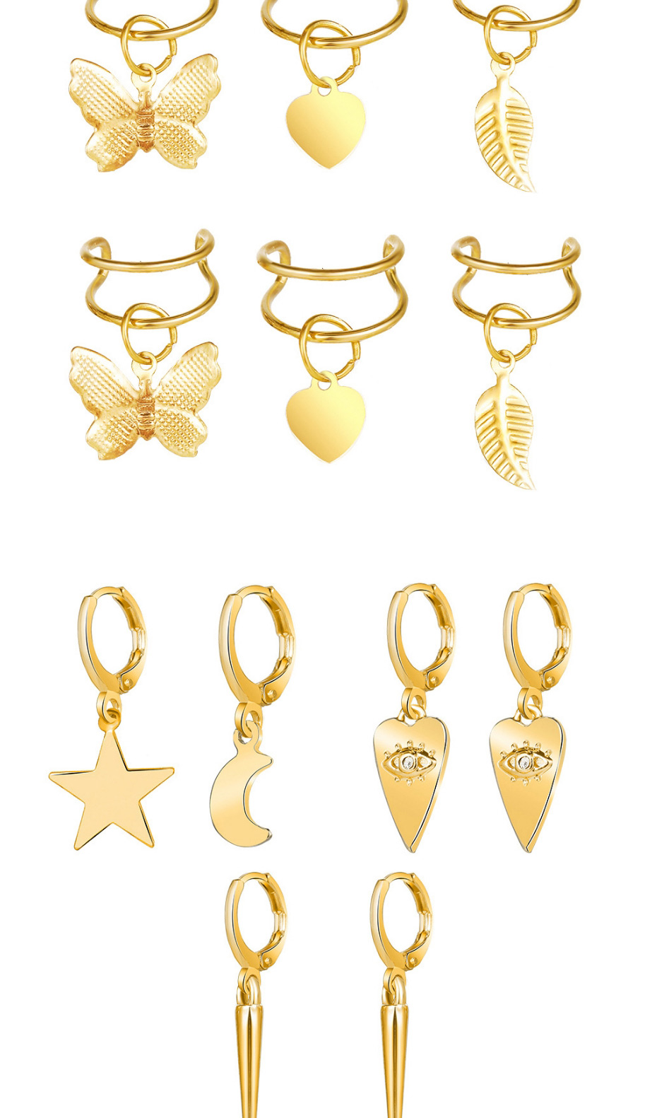 Fashion 6# Alloy Five-pointed Star Eyes Star-moon Geometric Earrings Set,Jewelry Sets