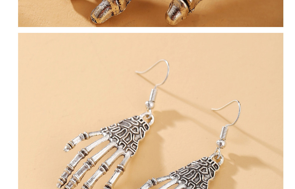 Fashion Silver Halloween Hand Bone Earrings,Drop Earrings