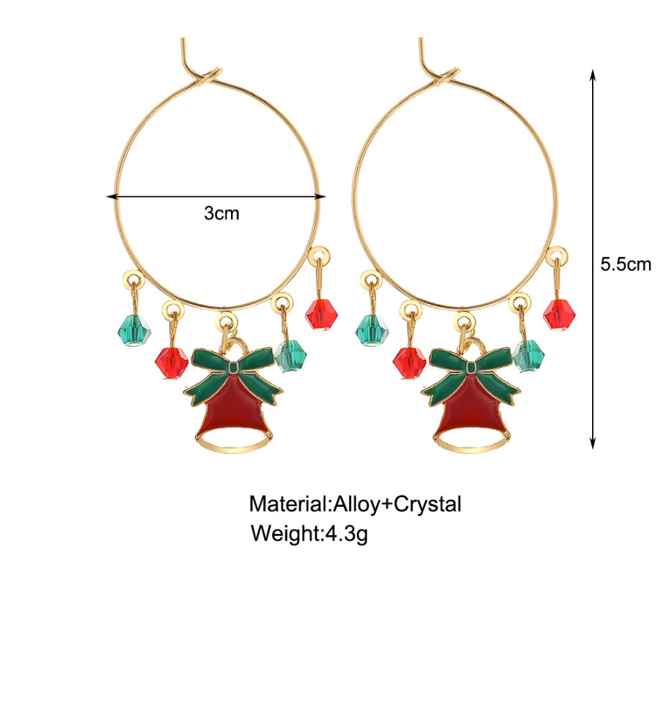 Fashion 2# Christmas Geometric Sock Christmas Tree Bell Ear Ring,Hoop Earrings