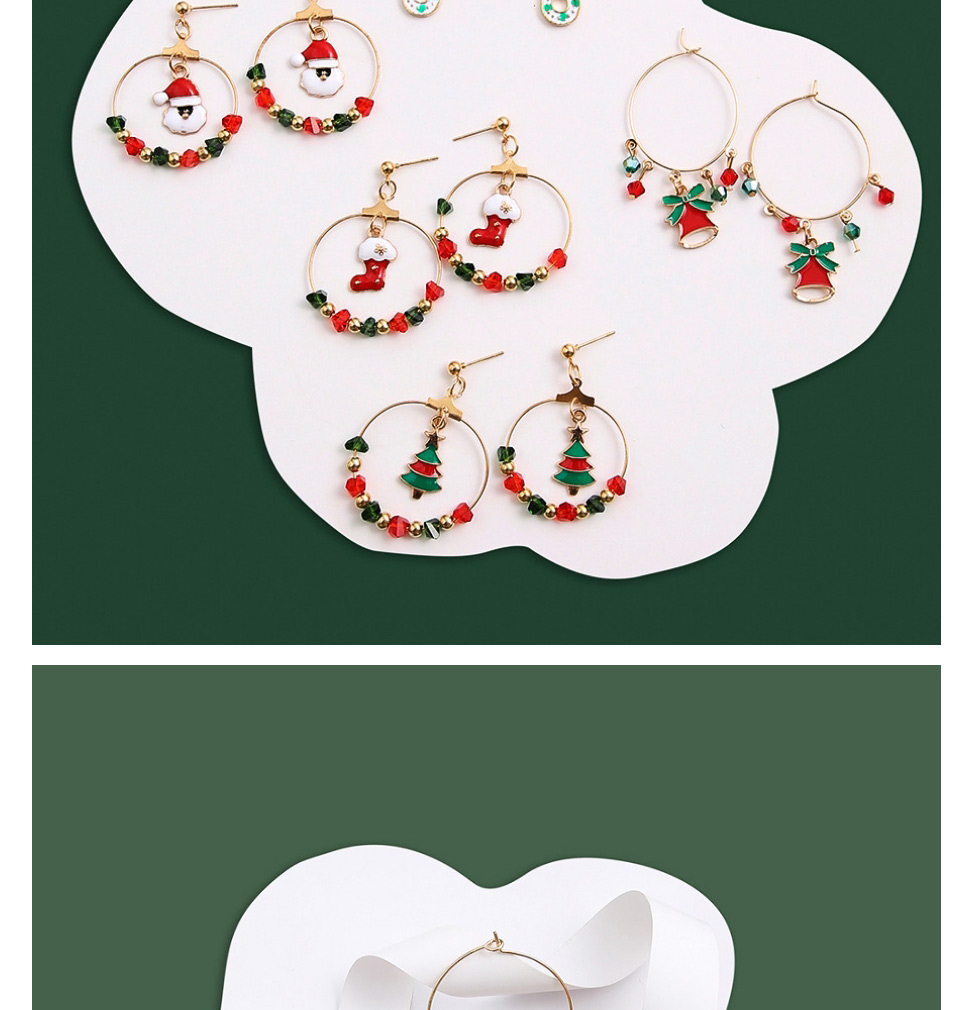 Fashion 5# Christmas Geometric Sock Christmas Tree Bell Ear Ring,Hoop Earrings