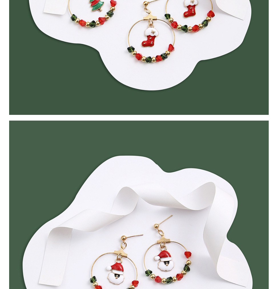 Fashion 2# Christmas Geometric Sock Christmas Tree Bell Ear Ring,Hoop Earrings