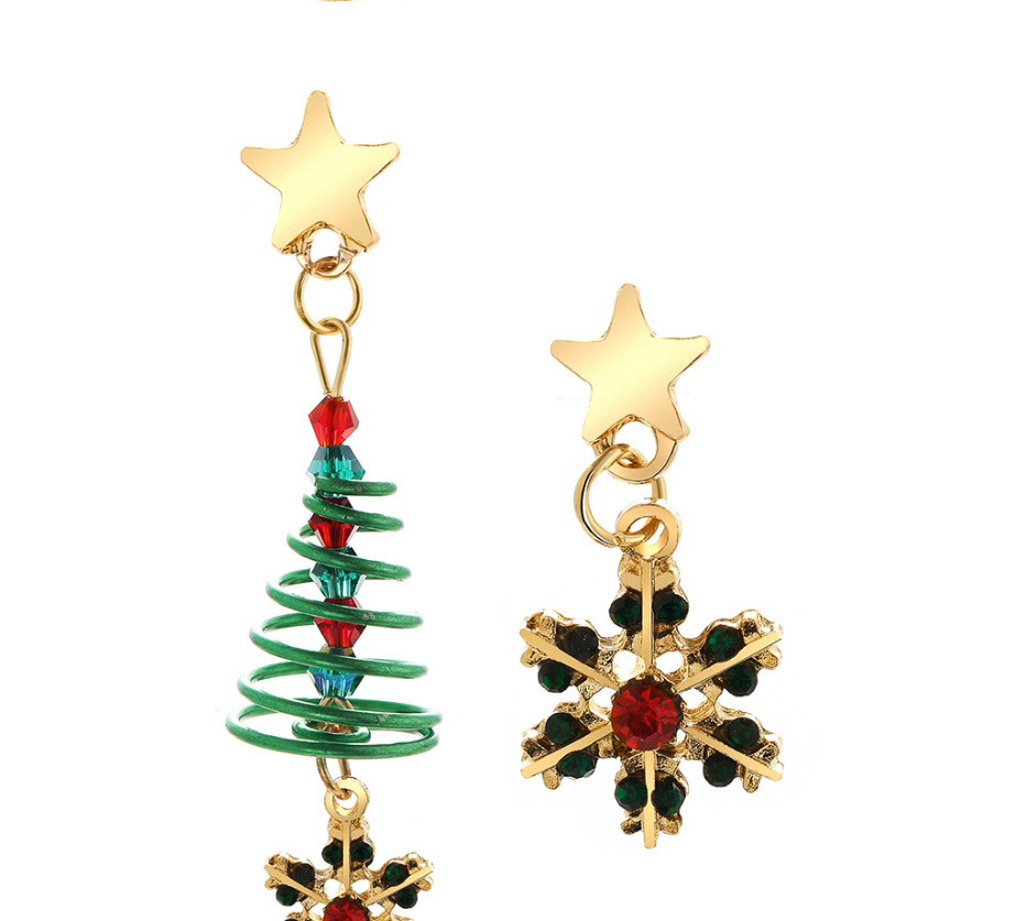 Fashion 3# Christmas Asymmetric Spiral Christmas Tree Earrings,Drop Earrings