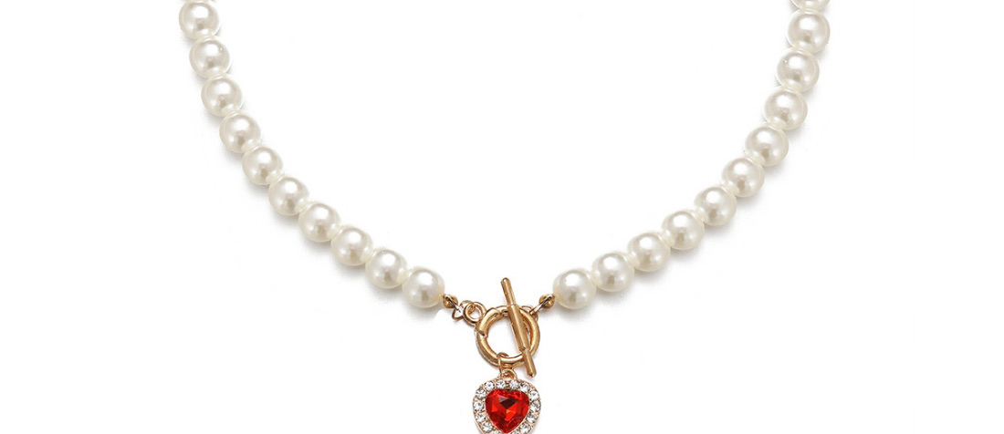 Fashion White Alloy Diamond Love Pearl Beaded Necklace,Beaded Necklaces