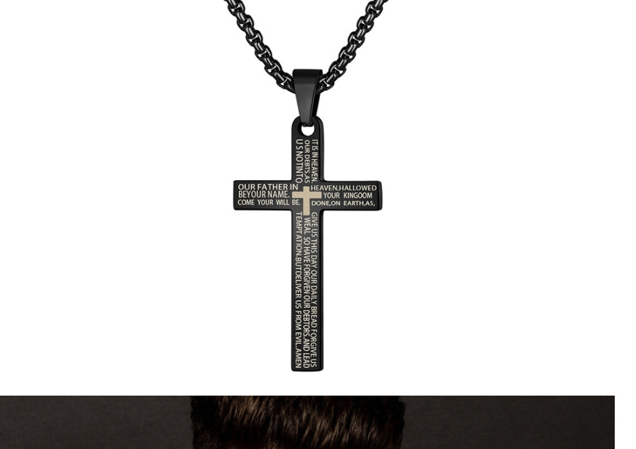 Fashion Gold Titanium Steel Cross Scripture Necklace,Necklaces