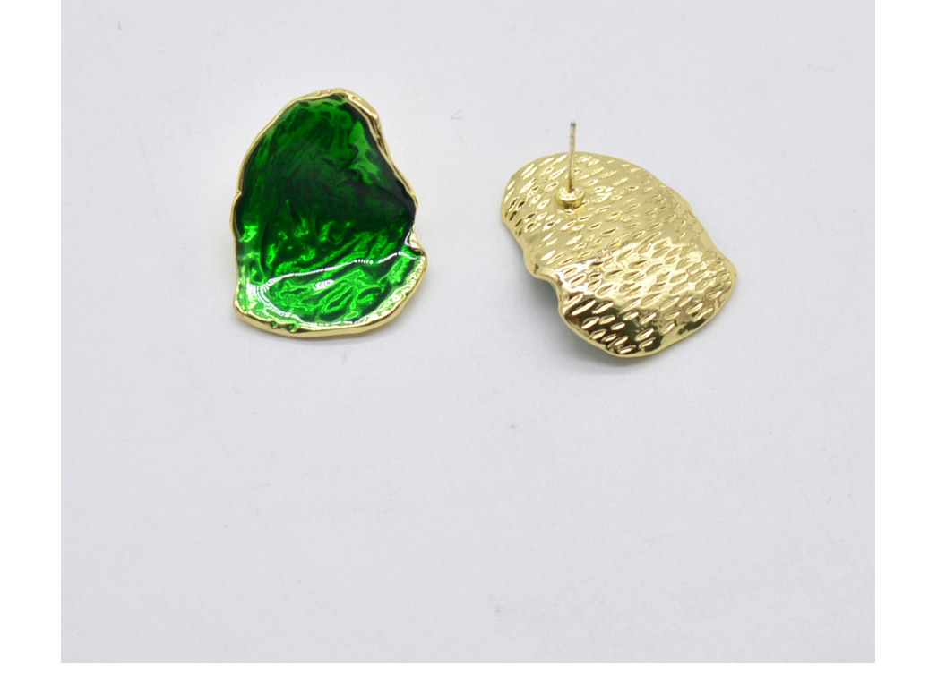 Fashion Green Metal Irregular Emerald Stud Earrings,Stud Earrings