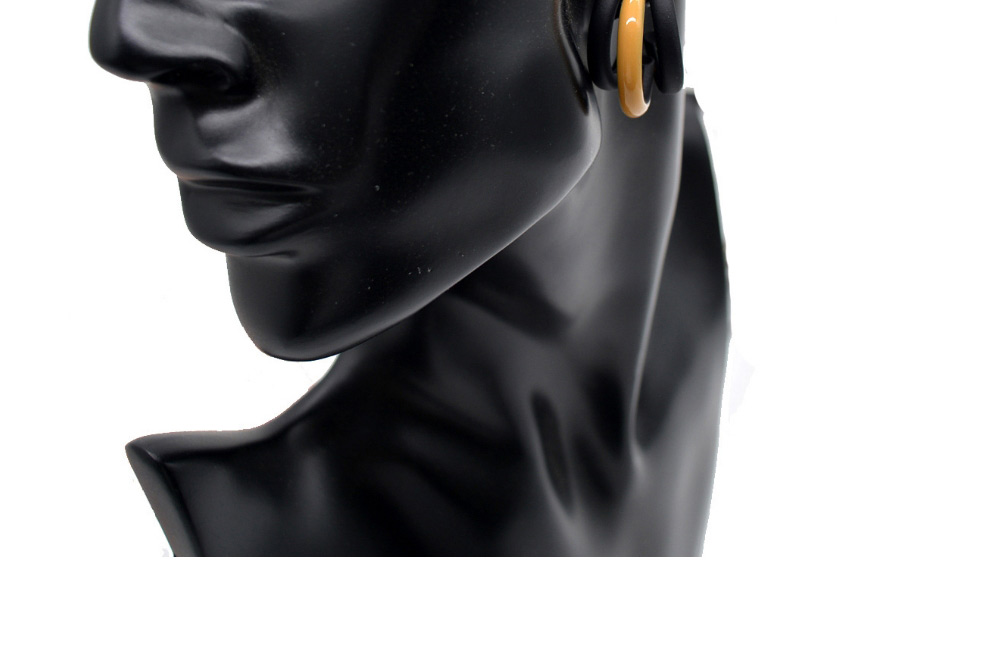 Fashion Brownish Yellow Metal Oil Drop C-shaped Color Matching Earrings,Hoop Earrings