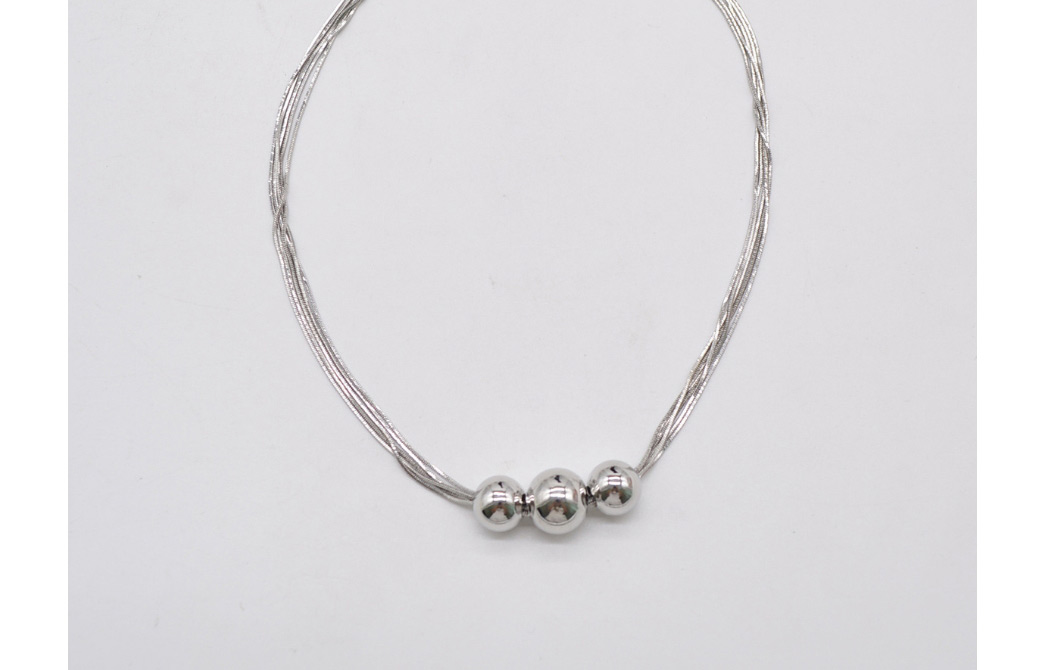 Fashion Silver Alloy Round Ball Geometric Necklace,Pendants