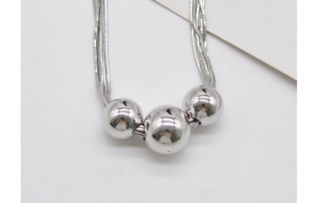 Fashion Silver Alloy Round Ball Geometric Necklace,Pendants