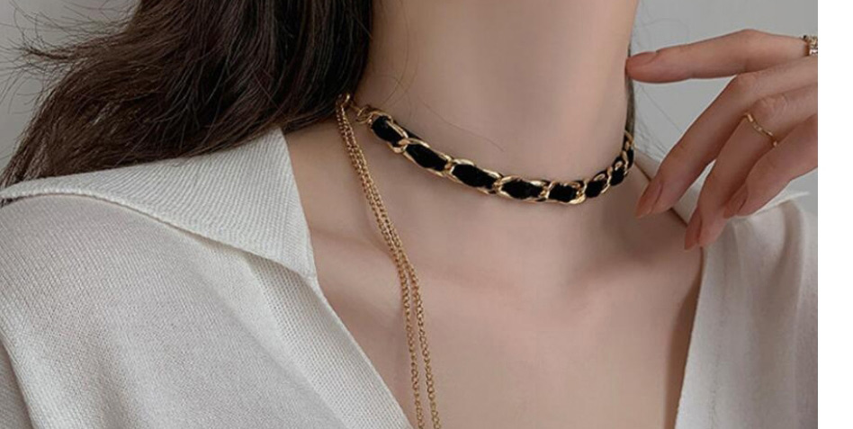 Fashion Gold Metallic Velvet Woven Ball Tassel Necklace,Chains