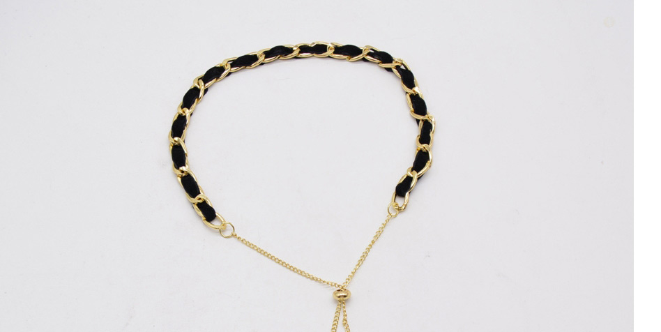 Fashion Gold Metallic Velvet Woven Ball Tassel Necklace,Chains