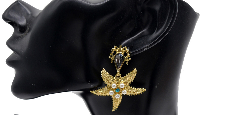 Fashion Gold Metal Starfish Pearl Stud Earrings,Stud Earrings