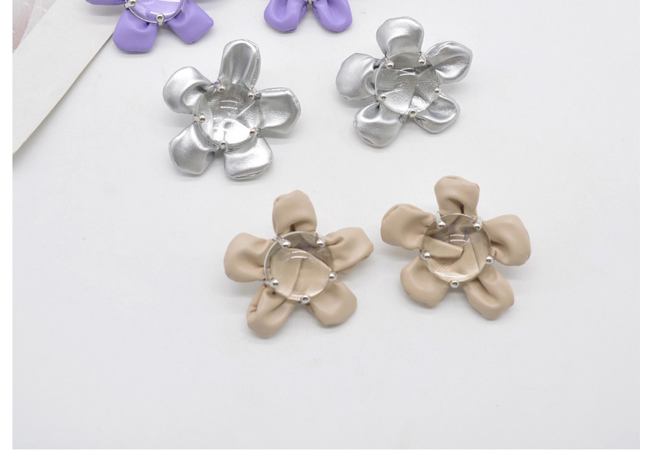 Fashion Brown Leather Flower Earrings,Stud Earrings