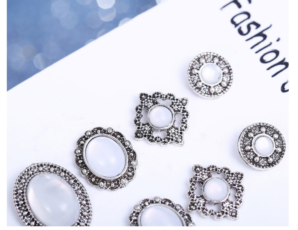 Fashion Silver Color Alloy Diamond Geometric Stud Earring Set,Jewelry Sets